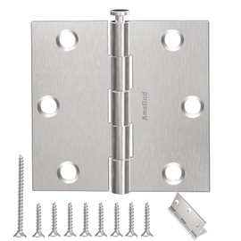 AmzGod Door Hinges Brushed Nickel - 3 Pack Nickel Door Hinges 3.5 Inch Interior Satin Nickel Door Hinges with Square Corner - 3 1/2 Inch Silver Hardware Door Hinges for Residential Standard Door