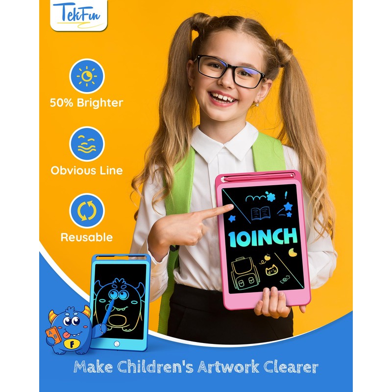 TEKFUN 2 Pack LCD Writing Tablet for Kids, 10 Inch
