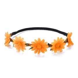 JAWUZ Sunflower Headband Set Hair Clips Flowers Headpiece Elastic 24-37 cm Hair Accessories for Women Girls Party Wedding Beach Carnival Everyday Yellow Flower Wreath