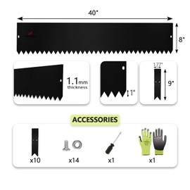 A ANLEOLIFE 6 Pack 40" LX 8" H Galvanized Steel Garden Landscape Edging for Straight and Mild Curved Lines, Bendable Lawn Border with Gloves and 10 Stakes (20FT Total) (8 inch Tall, Black)