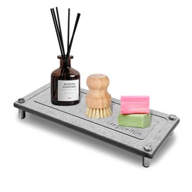 Magicalfun Stone Drying Tray for Bathroom Sink and Kitchen Counter, Fast Drying Stone Sink Tray with Stainless Steel Feet Protection for Modern Home(Gray)