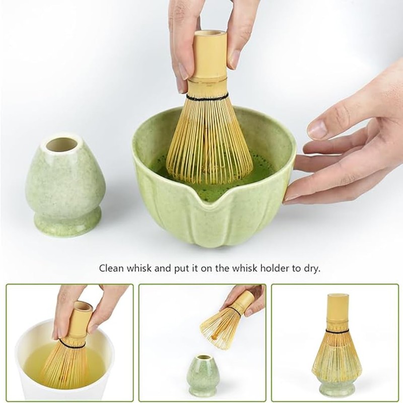 4Pcs Matcha Set, 15OZ Matcha Bowl with Spout and Whisk,
