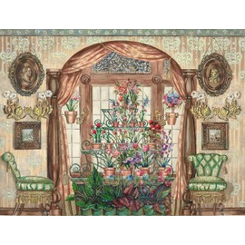 Conservatory Window with Flowers Jigsaw Puzzle – 1000 Pieces | Vibrant Nature Scene with Blooming Flowers, Sunlit Conservatory, and Golden Accents | Relaxing Puzzle for Adults Size 66 x 50 CM