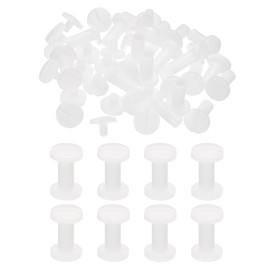 PATIKIL 12mm Chicago Screws, 20 Sets Plastic Chicago Screws Slotted Head Binding Post 5.5mm OD Screw Bolts Leather Rivets Fasteners Connectors White for Leather Belt Scrapbook Photo Albums
