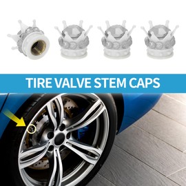 A ABSOPRO Tire Valve Stem Caps 12.8x15.8MM Car Wheel Valve Cap ABS White Silver Tone Faux Crystal Crown Style for Car Bike Motorcycle Truck Anti Crash Tyre Valve Stem Cover Valve 4pcs