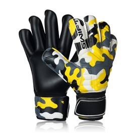 SWIFT WEAR Goalkeeper Gloves Premium Grip, Goalkeeper Gloves Kids, Youth & Adult, Football gloves with Finger Support, goalie gloves, Goalkeeping gloves Size 4/5/6/7/8/9/10 (Yellow Black Camo, 4)
