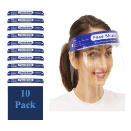 Face Shield Adjustable, Elastic Headband. 10 Pack Reusable Face Shield Adjustable, Elastic Headband  Clear Visor.