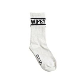 Six Stories Wifey Socks for the Stylish Newlywed Chic | Soft, Comfy, Honeymoon Essential | Unique Gift for Wives on Anniversary, Birthday, Wedding | Grey Marl with Black Text, Grey Marl, One Size