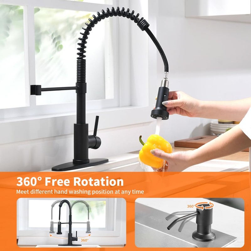 OWOFAN Kitchen Sink Faucet with Soap Dispenser Kitchen Faucet with
