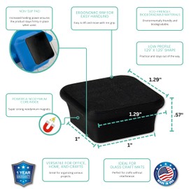 Glassboard Studio MiniBar Magnet - Strong Neodymium Rare Earth Magnets for Fridge, Whiteboard, Locker & Magnetic Glassboards - Ideal for Crafting & Office Use - Strong Fridge Magnets (Jet Black, 2)