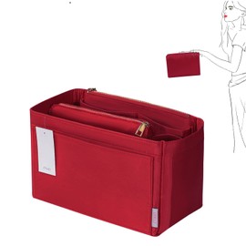 ZTUJO Purse Organizer, Felt Bag Organizer Purse Organizer Insert For Speedy, Neverfull, Graceful, Neverfull,Tote, Handbag,Shaper (Slender Large,Silky Red)