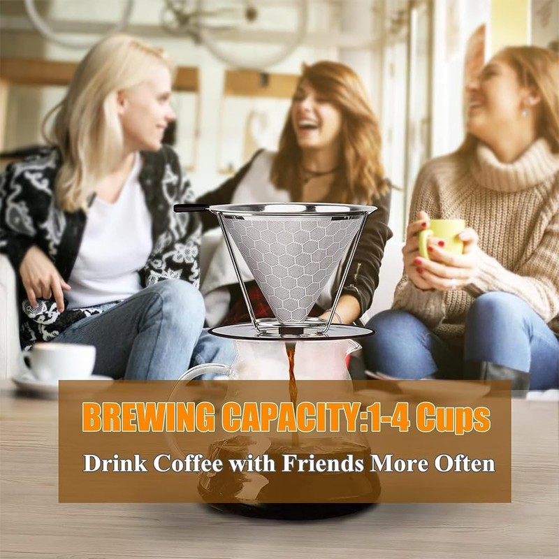 NYGHMY 1 Pcs 304 Stainless Steel Pour Over Coffee Dripper,