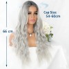 Peluca Larga De Mujer Color Gris Degradado Pelo Ola Natural