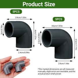 10Pcs 90 Degree Elbow, 20mm 25mm PVC Pipe Conduit Fittings 2 Way Right Angle Elbow Side Outlet Adapter Coupling PVC Fitting Connectors for DIY Building Furniture, Plumbing Change Direction Grey