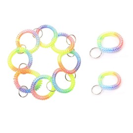 7 Pack Colorful Plastic Spiral Coil Wrist Band Key Ring Chain Flexible Spiral Coil Wristband (Luminous Green)