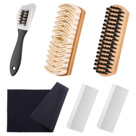 El kit de 6 cepillos de gamuza y nobuck incluye 1 cepillo para polvo de cerdas, 1 cepillo para polvo de gamuza crepé, 1 cepillo para polvo de zapatos de 4 vías, 2 borradores de gamuza y 1 paño de pulido de microfibra para limpiar zapatos de piel, botas, 