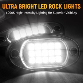 YONEDA Rock Lights for Trucks(12 Pods White with 11yd Wire)