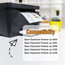 202XL Printer Cartridges Compatible with Epson XP 6100 Printer Cartridges for Epson Expression Premium XP-6000 XP-6105 XP-6100 XP-6005 (Pack of 6)