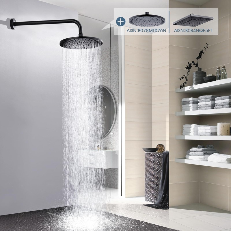 BRIGHT SHOWERS 16-Inch Shower Head Extension Arm with Flange, L