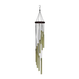Decorative garden chime with 12 aluminium tubes, gold/silver/coloured, for hanging chimes in the home, patio, garden (Gold)