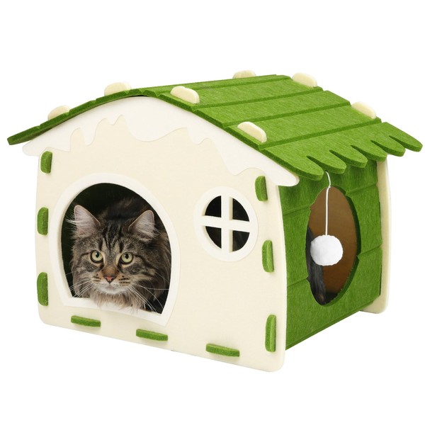 INFANZIA Cat House for Indoor Cats Felt Covered Bed Cave