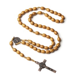 IS Holy Cross Catholic Orthodox Prayer Rosary Olive Beads Wooden Handcrafted 5 decade Rosary with Holy Jesus Crucifix Cross and St Benedict Medal - 05 LWD