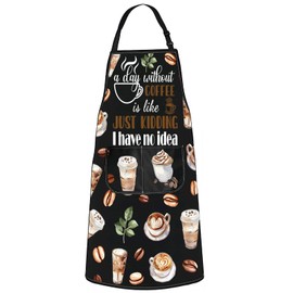 JNIAP Coffee Aprons For Barista Coffee Themed Aprons Coffee Shop Aprons Barista Apron Coffee Lover Gift Coffee Server Apron (Day Without Coffee beans)