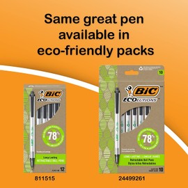 BIC CSM11BK Clic Stic Retractable Ballpoint Pen, Black Ink, 1mm, Medium, Dozen