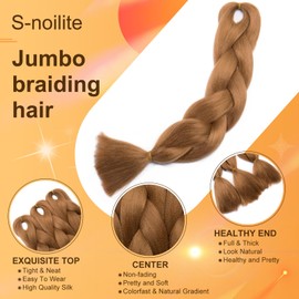 1 x 60 cm 2-4 Tones Ombre Braiding Hair Jumbo Braids Hair Extension for Crochet Braiding Hair Light Chestnut Brown