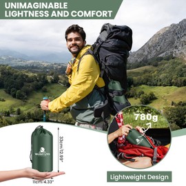 Self-Inflating Sleeping Mat, Ultralight Camping Inflatable Mattress with Foot Press Pump and Pillow, Foldable Waterproof Air Mattress, Anti-Ripstop Sleeping Mat for Hiking, Beach, Camping