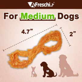 AFreschi Turkey Tendons for Dogs, USA-Sourced, Healthy Dog Treats, Rawhide-Free Puppy Chews, Long Lasting, All Natural, Hypoallergenic Dog Treats for Medium Breeds, 3 Count Pack Rope (M)