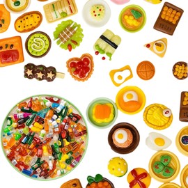 80 Pieces Mini Food, Miniature Accessories for Dollhouses, DIY Miniature Food Set, Ideal for Children, Collectors and Craftsmen, Realistic Mini Kitchen Accessories