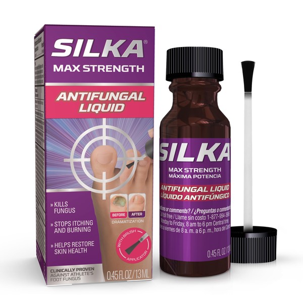 Silka Max Strength Antifungal Liquid - Extra-Powerful Nail Health Solution for Athlete's Foot Treatment, 0.45 Fl Oz