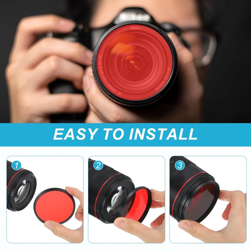 sourcing map 49mm Lens Filter,Full Red Camera Filter Scratch Optical