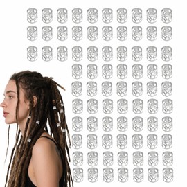 100 Pcs Dreadlocks Beads, Hair Braid Rings for Dreadlock Extensions, Dreadlocks Beads Braiding Hair Decorations, Metal Cuffs Aluminum Dread Locks for Women Hair Jewellery Accessories