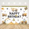 AIBIIN 7x5ft Construction Birthday Backdrop with Excavator, Crane & Digger