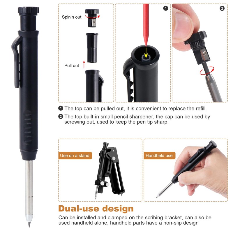 WiMas Black Construction Scriber Marking Tool Multi-function Scribing Tool Construction