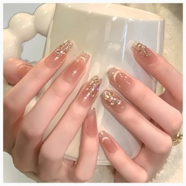 MISS MUMU Nail Tips, 24 Pieces, Long Nail Tips, Spring & Summer, Simple, Cute, Fashionable, Popular, Nail Seal, Bride Nails, Glossy False Nails, Coming of Age of Coming of Age Ceremonies, Weddings