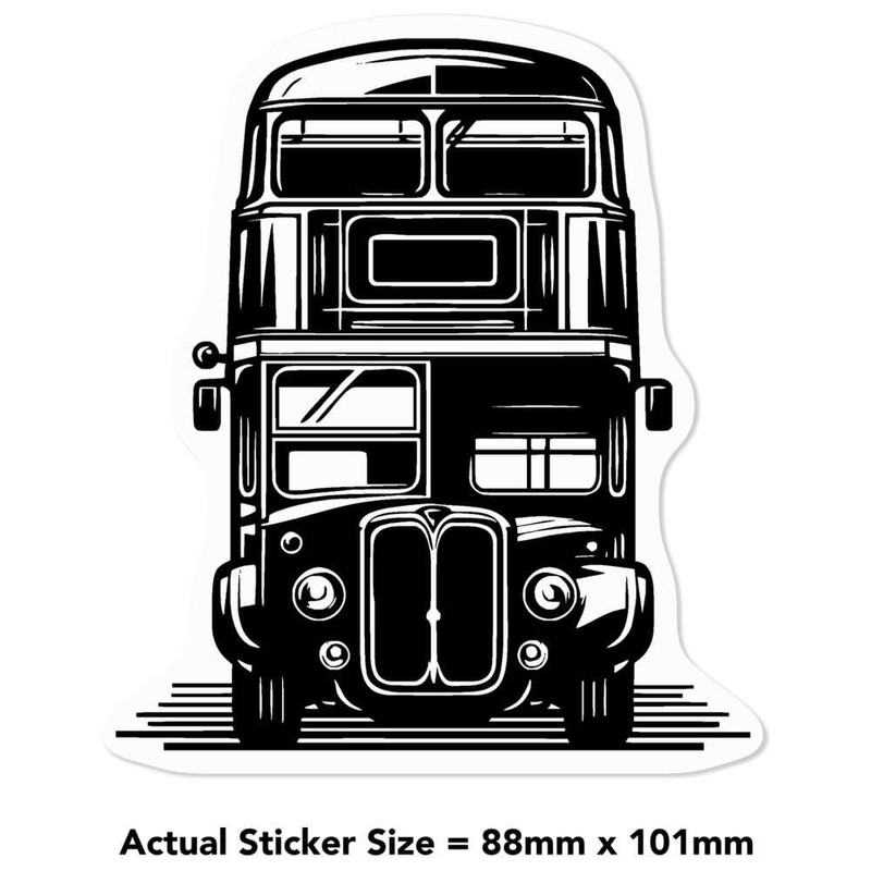 Medium 100mm 'Double Decker Bus' Transparent/Clear Sticker Decal for Windows/Cars/Walls