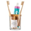 Onsogi Glass Toothbrush and Toothpaste Holder with Bamboo Divider for
