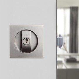 QINAIXQM Sliding Door Lock Pocket Door Lock Invisible Recessed Door Lock Mortise Lock Wooden Door Lock Silver
