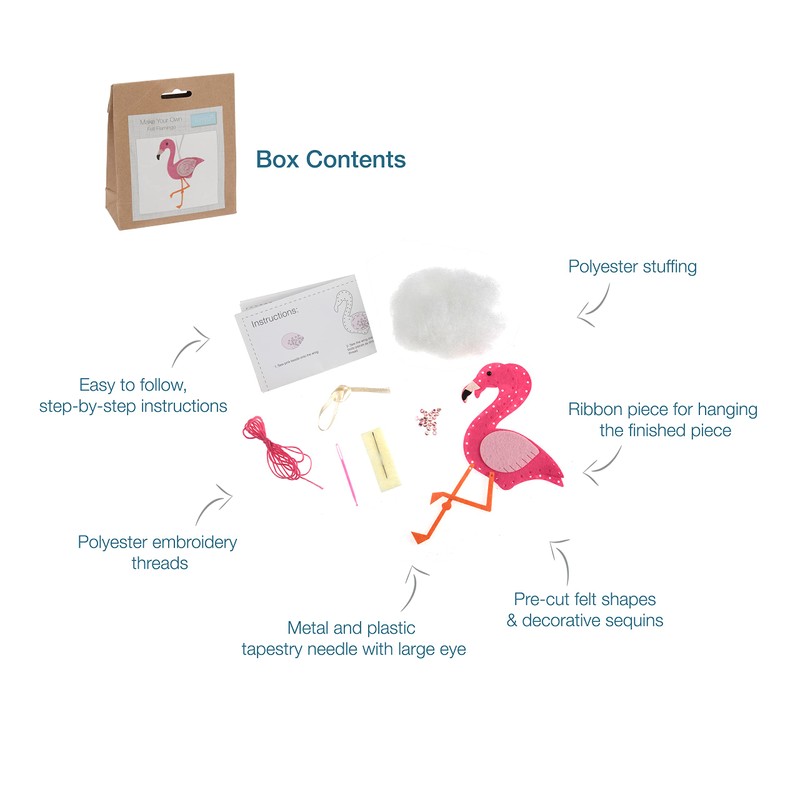 Trimits Felt Decoration Kits, 17 x 9.5cm, Flamingo