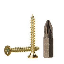 Pack of 100 Yellow Galvanised Steel 3.0 x 30 mm Wood Screws Chipboard Screws Universal Pozi Drive Screw PZ Full Thread Pozidriv Countersunk Head (100, 3.0 x 30 mm)