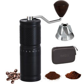 DACLL Manual Coffee Grinder with Numerical External Adjustable Setting, Capacity 30g with CNC Stainless Steel Conical Burr, Pour Over Coffee for Hand Grinder of Office Home Traveling Camping B