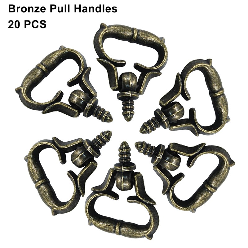 Piutouyar 20 Pcs Mini Pull Handles, Antique Bronze Cabinet Handles,