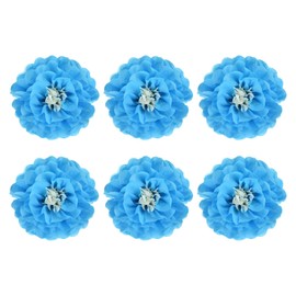 Rebower 6 Pcs Sky Blue Paper Flowers, 10" 3D Tissue Paper Pom Poms Crepe Mexican Paper Flower, [for DIY Crafting Wall Wedding Birthday Party Decorations]