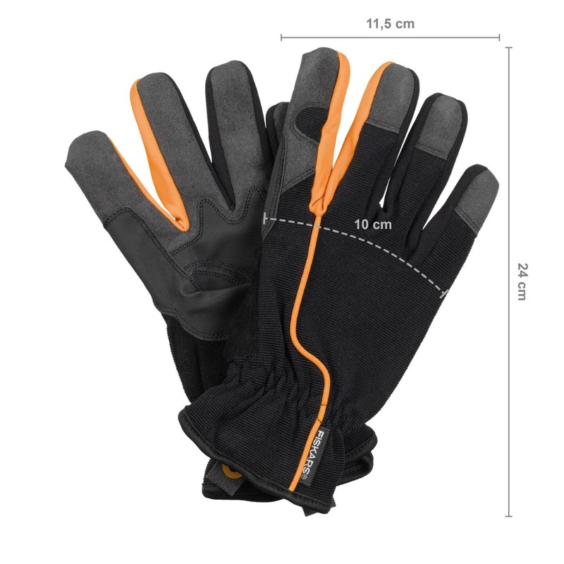 Fiskars 1003478 Gardening Gloves Size 8-S Black / Orange, Garden,
