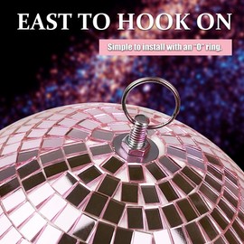 Oversevenls Disco Ball - 8 Inch Mirror Disco Ball, Ideal for DJ Club, Party, Wedding, Home Decor, and Live Stage with Hanging Ring for Easy Installation, Coral