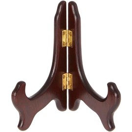 Bard's Hinged Dark Wood Plate Stand, 5" H x 5.75" W x 3.75" D (For 5" - 7.5" Plates), Pack of 6