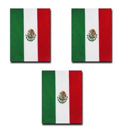 Set of 3 Jumbo Bandanas 100% Cotton Paisley Cowboy Bandanas by M.H.I. (Mexico Flag)